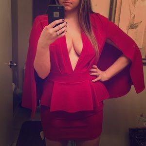 Plunging Cape Dress